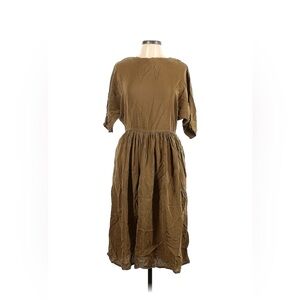 Casi 100% Silk Midi Dress | Olive Green